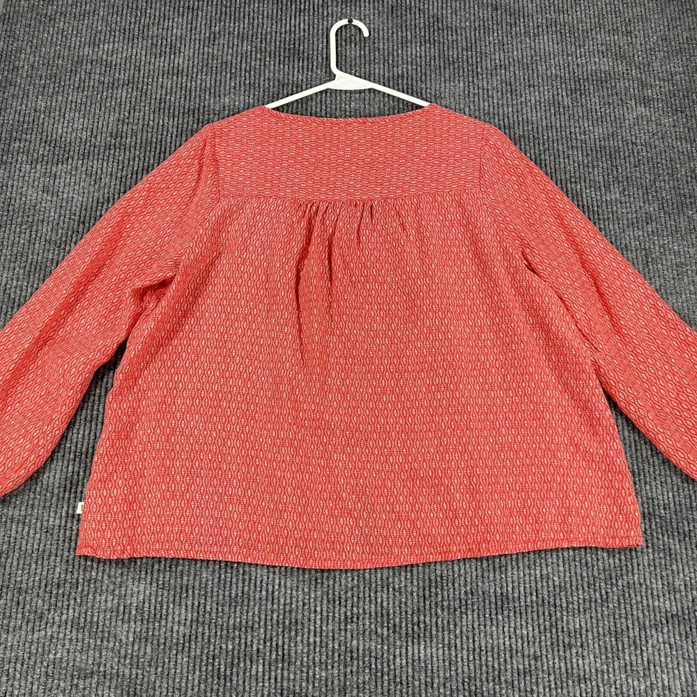 Toad&Co Shirt Womens Medium Red Button Front Lace Trim Long‎ Sleeve Blouse - Picture 12 of 13